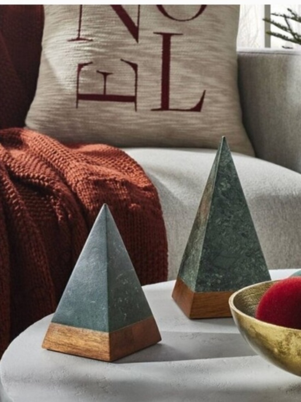 NWT Threshold Wood and Marble Accent Triangle Tree Medium size 6.5 in